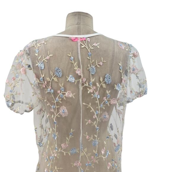 Dolls Kill Sugar Thrillz Forbidden Garden Dress Embroidered Floral Sheer Medium - Picture 8 of 10
